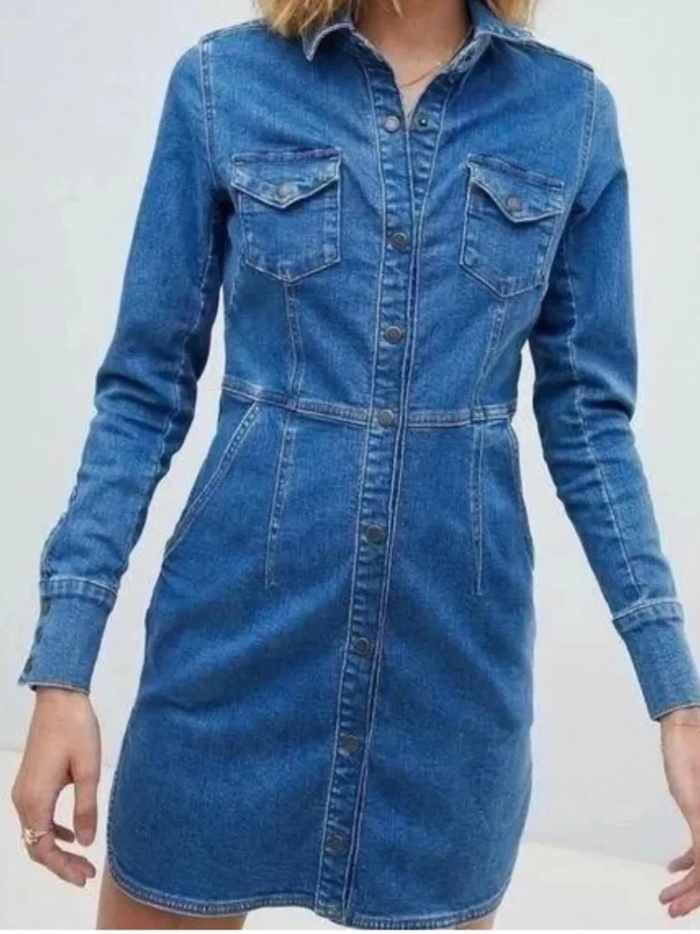 Free People Dynamite Western Long-sleeve Shirt Dress Size M - Picture 1 of 5